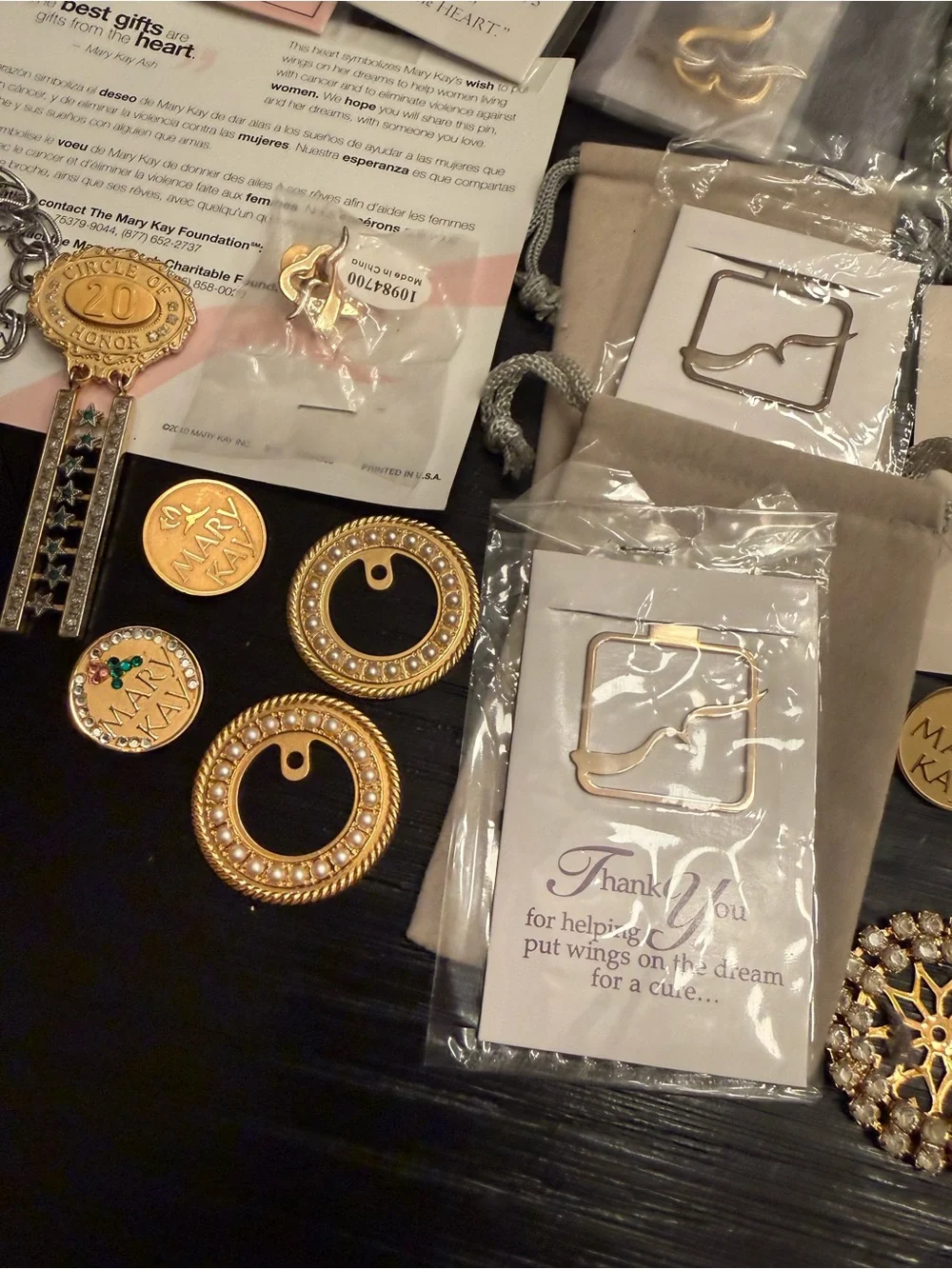 Mary Kay Bundle of Jewelry Pins Pin Enhancers Charms Bookmarks Assorted Lot